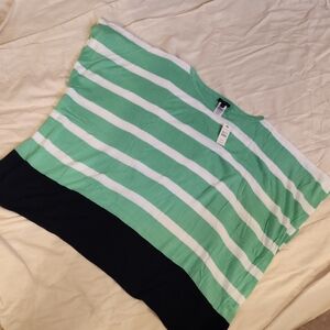 Talbots Mint Green and White Striped Top